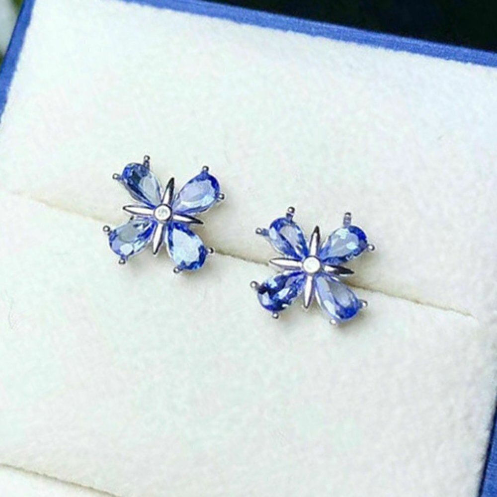 💎 Shiny Flower Beautiful Stud Dainty Flower Earrings for Women, INDN8607 - Picture 1 of 2